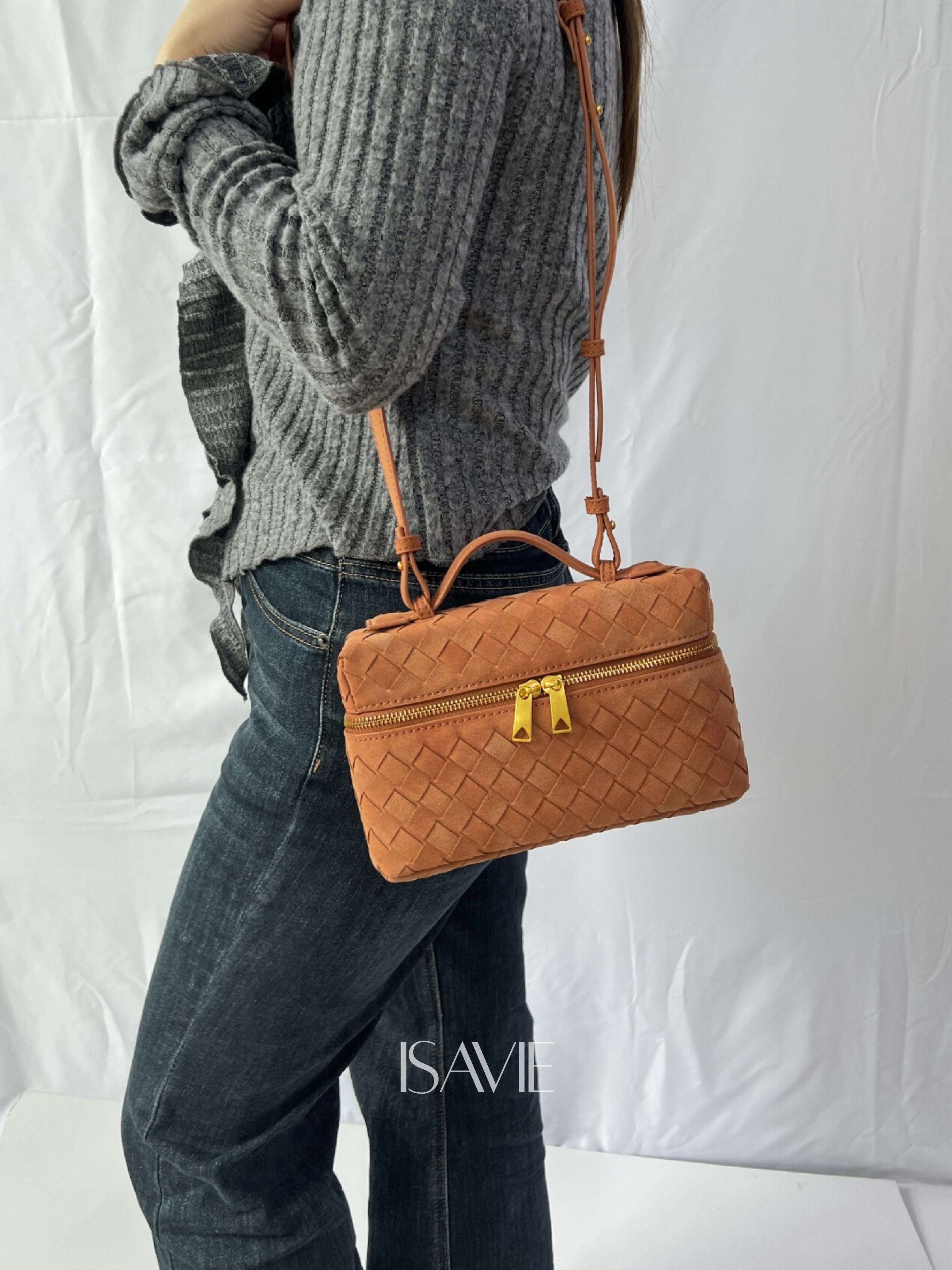 Clara Woven Suede Bag