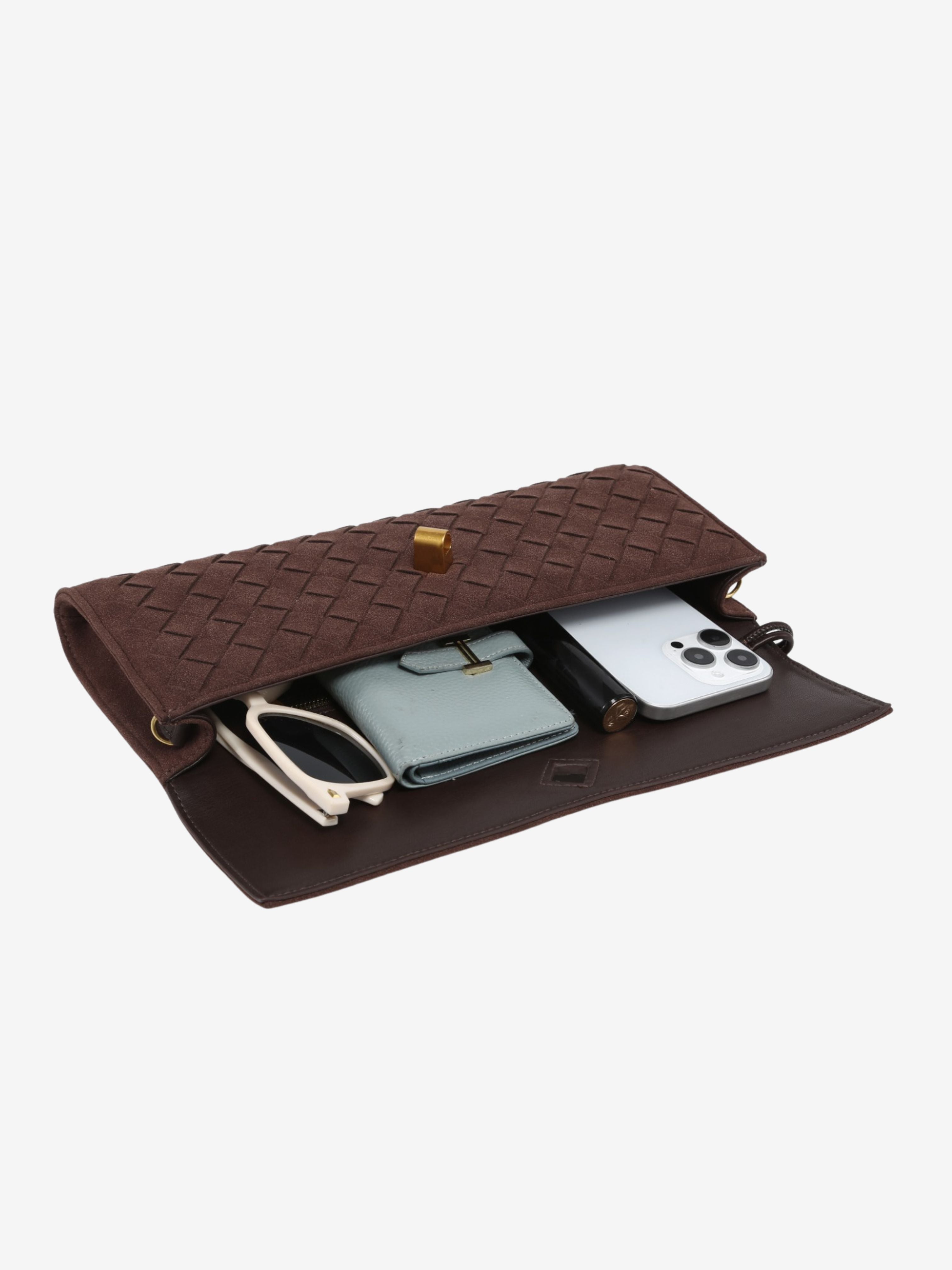 Sara Woven Suede Clutch