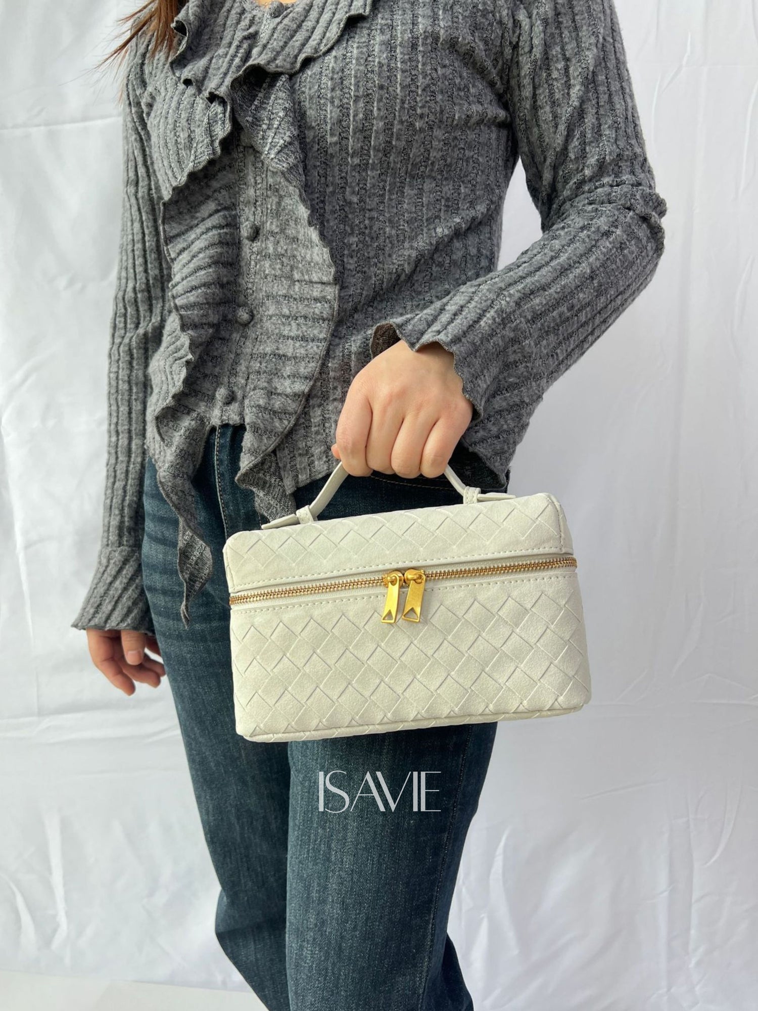 Clara Woven Suede Bag