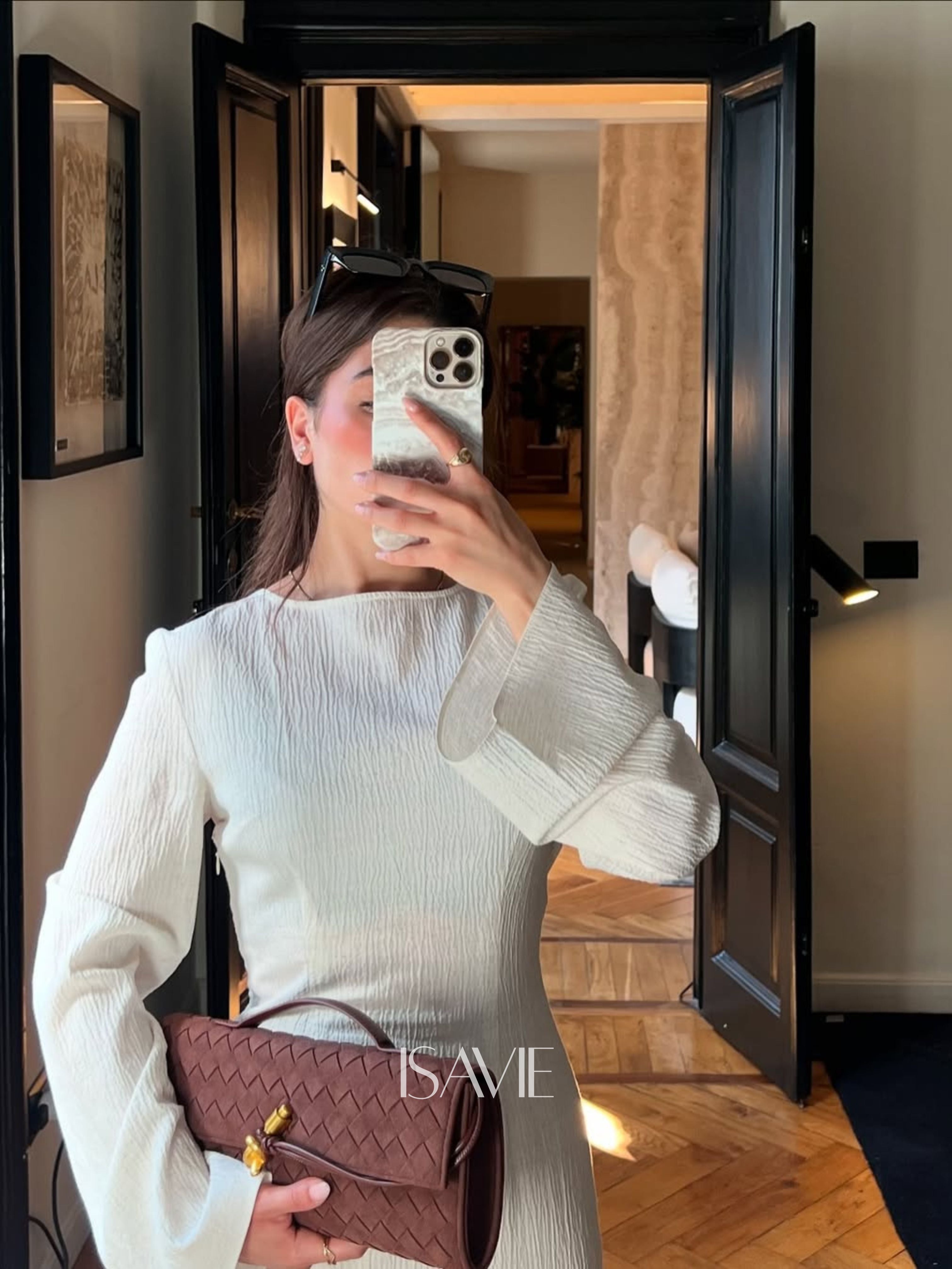 Sara Woven Suede Clutch